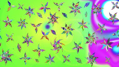 Renkli Yaz Temalı eskiz kalıbı. Raster Illustrasyon 'daki Çiçek Deseni' nin son moda çizimi. Düz Çiçek Elementleri Tasarımı. Güzel kumaş deseni.