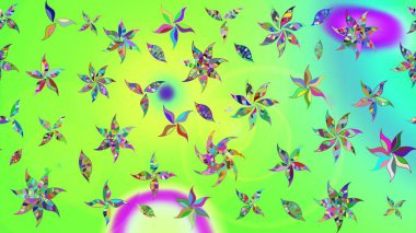 Küçük renkli çiçekler. Robot resim. Çiçekli bahar çiçekleri. Moda baskıları için zarif bir şablon. Motley illüstrasyonu. Küçük çiçekte şirin desenler.