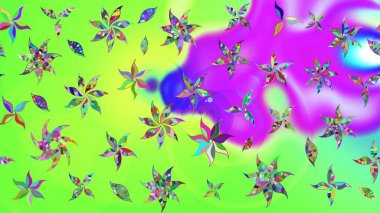 Çizim çiçek deseni duvar kağıdı, web sitesi arka planı, ambalaj kağıdı, davetiye, broşür, afiş veya web sitesi için kullanılabilir. Parlak elementlerin. El çizimi Raster illüstrasyonu.