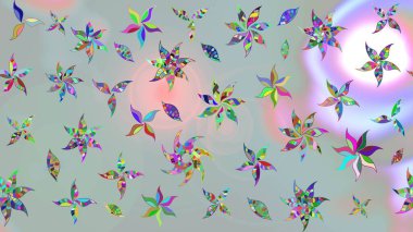 Renkli Yaz Temalı eskiz kalıbı. Gri renkli çiçekler. Düz Çiçek Elementleri Tasarımı. Sevimli çiçek raster deseni.