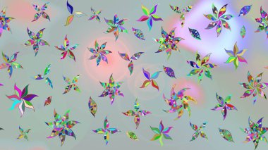 Gri renkli, zarif çiçek buketli suluboya. Renkli Bahar Teması eskiz kalıbı. Raster illüstrasyonu. Düz Çiçek Elementleri Tasarımı.