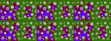 Çiçek desenli eskiz. Gömlek baskısı için çiçek boyası. Yeşil renkte çiçekler.