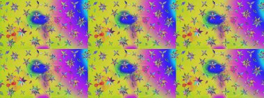 Motley illüstrasyonu. Küçük çiçekte güzel bir desen. Küçük renkli çiçekler. Sarı çiçekli bahar çiçekleri. Moda baskıları için zarif bir şablon.