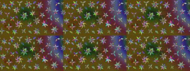 Çocuksu tasarım. Elle çizilmiş çiçek desenli Raster çizimi. Tekstil, kumaş, ambalaj, hatıra defteri için hoş bir çiçek arkaplanı. Yeşil arkaplanda.