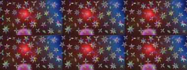 Nakış desenli çiçek deseni. Parmak izi, kumaş, duvar kâğıdı, tekstil için raster dokusu. Renkli grunge soyut arkaplanı colokahverengi çiçeklerle zenginleştirir.