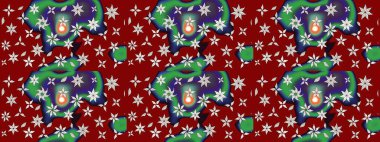 Şirin çiçekler. Raster Moda kumaş deseni. Çizgi çizimi deseni.