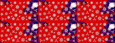 Düz Çiçek Elementleri Tasarımı. Sketch Colour Spring Theme eskiz kalıbı. Kırmızı renkte çiçekler. Sevimli çiçek raster deseni.