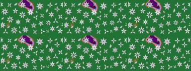 Nazikçe, güzel çiçek arkaplanı. Çiçekli karalama şeklinde Raster çiçek deseni. Yeşil renkte çiçekler.