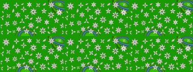 Yeşil renkli çiçekler. Renkli Bahar temalı eskiz kalıbı. Düz Çiçek Elementleri Tasarım Raster illüstrasyonu. Çiçekli çiçek deseni, suluboya..