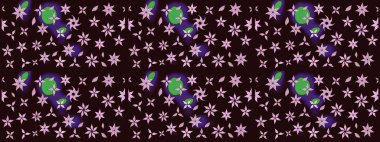 Raster. Kahverengi renkte güzel çiçekler, suluboya desenli eskiz deseni, duvar kağıdı, kart veya kumaş için fayanslı..