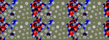 Hediye ambalaj kağıdı, tebrik kartları, posterler ve pankart tasarımı. Yeşil renkli çiçekler. Raster düz çiçek çizim deseni.