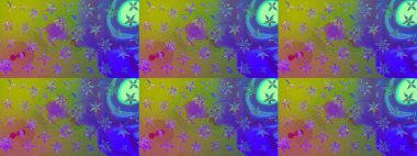 Çiçek desenli eskiz. Yeşil renkli çiçekler. Tişört baskısı için çiçek boyama rasteriName.