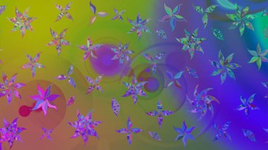 Mor renkli bitkilerden oluşan parlak çiçekli çizim deseni.