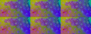 Mor renkli Asya tekstili. Suluboya çiçekli çiçek deseni. Raster illüstrasyonu.