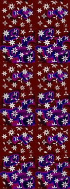 Şirin çiçek elementleri. Taslak desenli, modaya uygun kumaş deseni. Raster illüstrasyonu. Renkli Bahar Teması eskiz kalıbı. Düz Çiçek Elementleri Tasarımı.