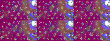 Çiçek desenli çizim. Raster illüstrasyonu. Asya tekstil tarzında. Güzel kumaş deseni. Renkli Bahar Teması eskiz kalıbı. Düz Çiçek Elementleri Tasarımı.