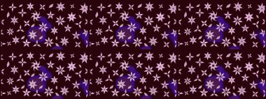 Kahverengi renkli çiçekler. Hediye ambalaj kağıdı, tebrik kartları, posterler ve pankart tasarımı. Raster düz çiçek çizim deseni.