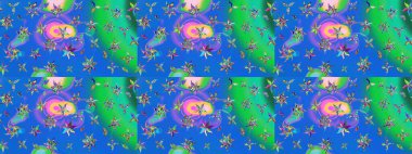 Tomurcukları papatya çiçekleri olan sevimli bir çiçek deseni. Raster illüstrasyonu. Miles Fleur, süslü püslü bir süs. Kumaş, tekstil, duvar kağıdı baskısı için. Eskiz geçmişi. Antika retro tarzı.