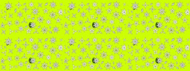 Çiçek desenli çizim. Raster illüstrasyonu. Asya tekstil tarzında. Yeşil renkli çiçekler. Raster illüstrasyonu.