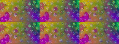 Yeşil renkli çiçekler. Düz Çiçek Elementleri Tasarımı. Renkli Bahar Teması eskiz kalıbı. Raster illüstrasyonunda çiçek deseni çizimi.