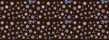 Raster illüstrasyonundaki çiçek desenli çizim. Kahverengi renkte çiçekler.