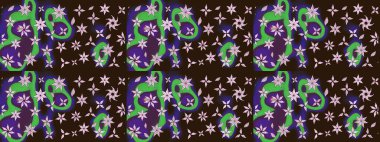 Raster illüstrasyonundaki çiçek desenli çizim. Suluboya tarzında kahverengi renkte çiçekler.