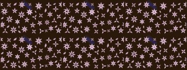 Kahverengi renkte çok kahverengi, zarif küçük çiçekler ve komik böcekler, raster desen, illüstrasyon.