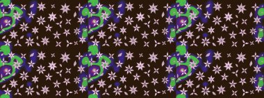 Raster illüstrasyonu. Raster çiçekleri klasik tarzda çizilmiş. Kahverengi renklerde bahar çiçekleri. Çiçekli yumuşak çizim deseni.