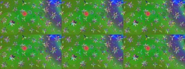 Çiçek desenli eskiz, yaz çiçekleri. Yeşil renkli çiçekler. Düz Çiçek Elementleri Tasarımı. Renkli Bahar Teması çizim şablonu.