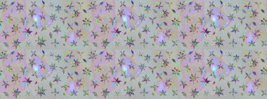 Elle boyanmış suluboya resim çizimleri, çiçekler ve bitkiler. Gri renkli çiçekler.