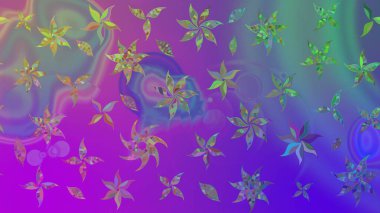 Raster düz çiçek çizim deseni. Mor renkli çiçekler. Tasarım hediye paketi, tebrik kartları, posterler ve afiş tasarımı.