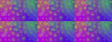 Mor renkler ve parlak çiçekler üzerine soyut çizim deseni. Küçük çiçekte hoş bir çiçek deseni var. Çiçek elementli zarif raster dokusu..