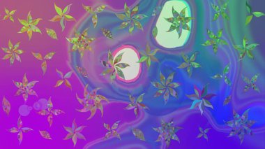 Karalama çiçekleri çizim kalıbı. Sanat, çiçeklere ilham verir ve arka planda izler bırakır. Raster deseni. Mor el çizimi desen.