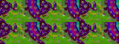 Raster deseni. Süslü kumaş deseni. Çiçekli çiçek deseni, suluboya..