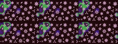 Raster Çiçek İllüstrasyonu güzel tekstil. Kahverengi renkli etnik çiçeklerle zarif bir eskiz deseni..