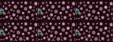 Şirin çiçekli, desenli, kahverengi renkli bir eskiz deseni. Tekstil için suluboya eskiz deseni. El çizimi çiçek çizimi deseni (fayans)).