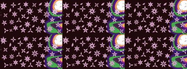 Raster. Düz Çiçek Elementleri Tasarımı. Renkli Bahar Teması çizim şablonu.