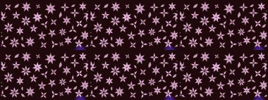 Kahverengi renkte çok kahverengi, zarif küçük çiçekler ve komik böcekler, raster desen, illüstrasyon.