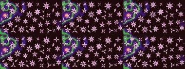 Küçük çiçekteki sevimli çiçek deseni. Kahverengi renkte çiçekler.