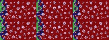 Kırmızı renklerde çiçek desenli çizimler, el yapımı papatyalar, papatyalar. Tekrar eden çiçek arkaplanı, zarif kırmızı çiçek duvar kağıdı.