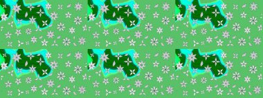 Küçük çiçekteki sevimli çiçek deseni. Yeşil renkte çiçekler.