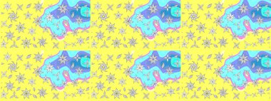 Raster illüstrasyonu. El çizimi. Çiçekler, dallar, bitkiler ve çiçekler. Güzel kumaş deseni.