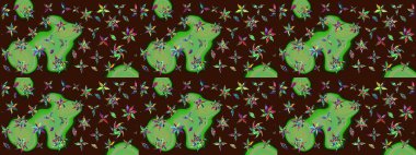 Şatafatlı bahar bahçesi dokusu. Kahverengi renkli çiçekler. Raster illüstrasyonu. Çiçek deseni. Kahverengi renkte çiçek çizimi.