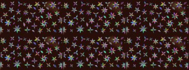 Moda baskıları için zarif bir şablon. Küçük renkli çiçekler. Küçük çiçekte güzel bir desen. Motley illüstrasyonu. Kahverengi çiçekli bahar çiçekleri.