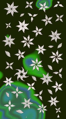 Çiçeksel gri çizim deseni. Raster çiçek izi. Klasik taslak çizimi.