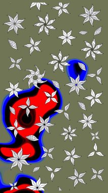 Küçük çiçekli yay deseni çiz. Raster illüstrasyonu. Suluboya tarzında yeşil renkler üzerine.