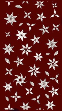 Ağaç dallı bahar çiçekleri, çiçek siluetiyle kırmızı renkte desen. Raster deseni.