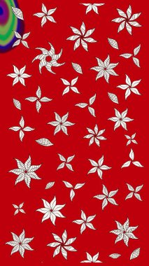 Eskiz klasiği. Raster Şirin kumaş deseni. Renkli Bahar Teması eskiz kalıbı. Düz Çiçek Elementleri Tasarımı.