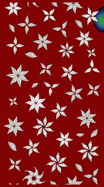 El çizimi çiçekli soyut çizim kalıbı. Raster illüstrasyonu. Kırmızı renkte çiçekler.