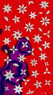 Manzaralı çiçek deseni. Çiçek kompozisyonu, el boyası, hassas şablon. Üst manzara, yumuşak kırmızı renk tarzı. Sevgililer günü ve tebrik kartı konsepti için şık bir davet.